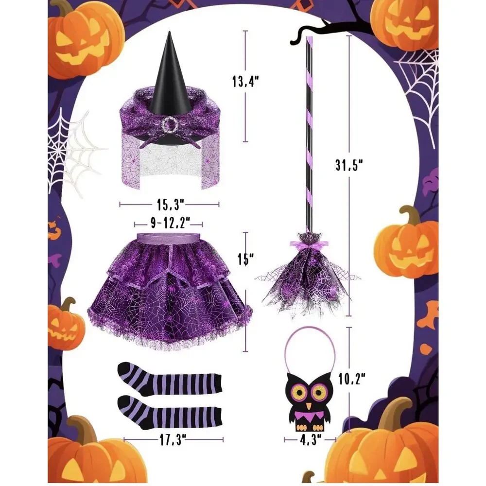 Witch Costume Halloween Light Up Girls Aged 3-8 Years
